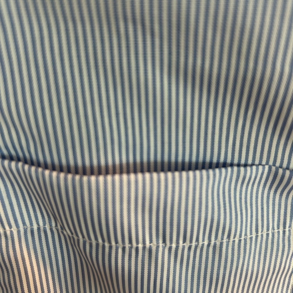 Women’s Blue & White Striped Blouse w Long Sleeves Smocked Cuffs Pockets
Size S - Picture 3 of 5